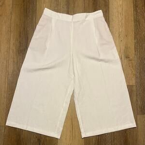 Vineyard Vines Linen Wide Leg Cropped Capri Gaucho Pants XL White Beach Boho